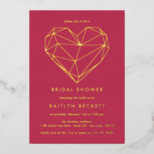 Brautparty des geometrischen Herzens Folieneinladung (Vorderseite)