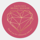 Brautparty des geometrischen Herzens Runder Aufkleber (Vorderseite)