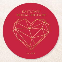 Brautparty des geometrischen Herzens Runder Pappuntersetzer