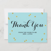 Brautparty des GoldGlitzer-Blau-| danken Ihnen Dankeskarte (Vorderseite)