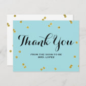 Brautparty des GoldGlitzer-Blau-| danken Ihnen Dankeskarte (Vorne/Hinten)