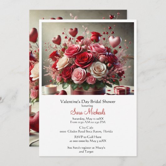 Brautparty des Valentinstag Einladung (Vorne/Hinten)