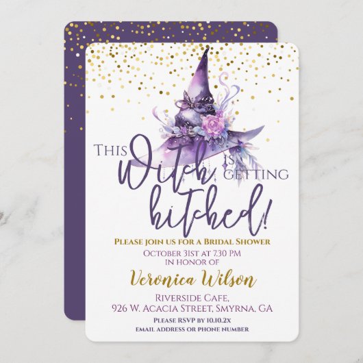 Brautparty diese Hexe wird angeheftet Einladung (Vorne/Hinten)
