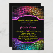 Brautparty, Diskothek, Schwarz & Multicolor Einladung (Vorne/Hinten)