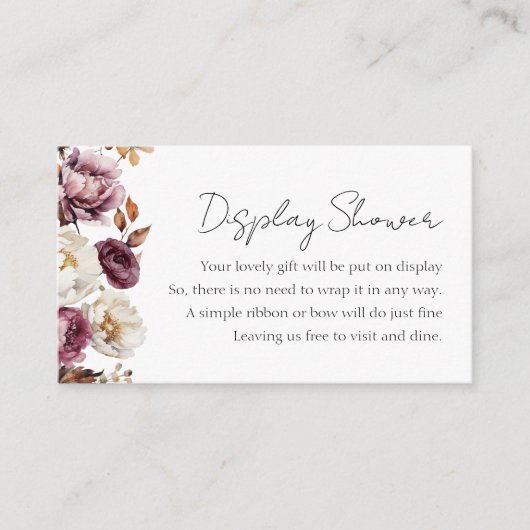 Brautparty-Display-Dusche für Burgundy Floral Fall Begleitkarte (Vorderseite)