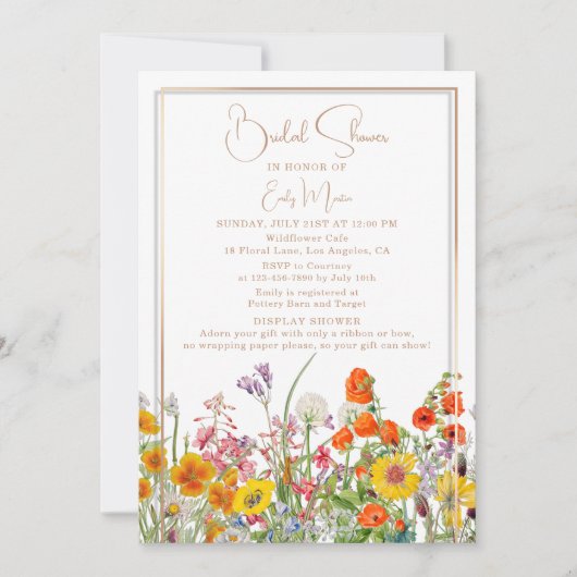 Brautparty Display Showdusche Boho Wildblumen Einladung (Vorderseite)