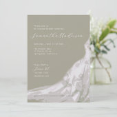 Brautparty Dress Gown Taupe Einladung (Stehend Vorderseite)