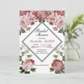 Brautparty - Dunkelrosa Einladung (Stehend Vorderseite)