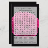 Brautparty Dusche Word Search Game - Rose (Vorne/Hinten)