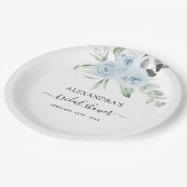 Brautparty Dusty Blue Eucalyptus Sage Green Pappteller (Schrägansicht)