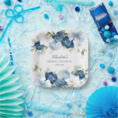 Brautparty Dusty Blue Floral Watercolor Pappteller (Party)