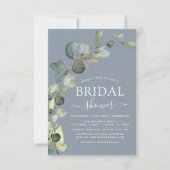 Brautparty Dusty Blue Greenery Eukalyptus Einladung (Vorderseite)