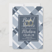 Brautparty Dusty Blue Navy Kariert Foil Rings Einladung (Vorderseite)