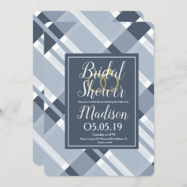 Brautparty Dusty Blue Navy Kariert Foil Rings Einladung