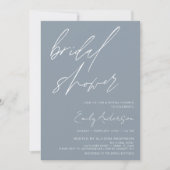 Brautparty Dusty Blue Script Minimalistisch Einladung (Vorderseite)