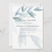 Brautparty | Dusty Blue Watercolor Eucalyptus Einladung (Vorderseite)