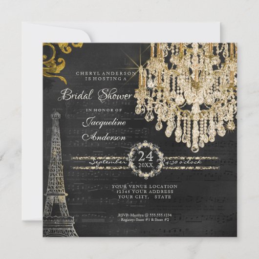 Brautparty Eiffelturm Kroniertypografie Einladung (Vorderseite)