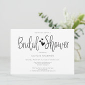 Brautparty Einfach Schwarz-weiß Einladung (Stehend Vorderseite)