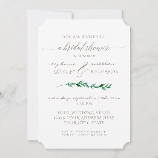 Brautparty Einfache Minimalistische moderne Leaf-B Einladung (Vorderseite)