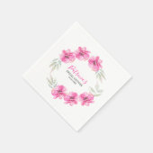 Brautparty Einfache rosa Aquarellfarben Blume Serviette (Ecke)