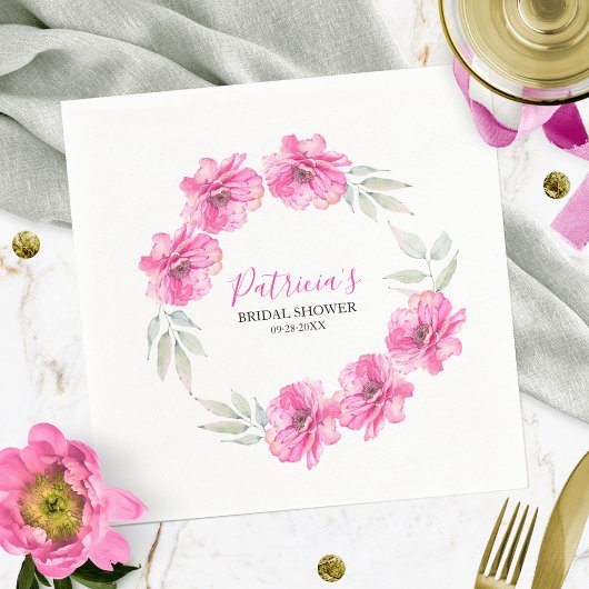 Brautparty Einfache rosa Aquarellfarben Blume Serviette