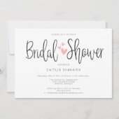 Brautparty Einfache Schwarz-weiße Rosa Einladung (Vorderseite)