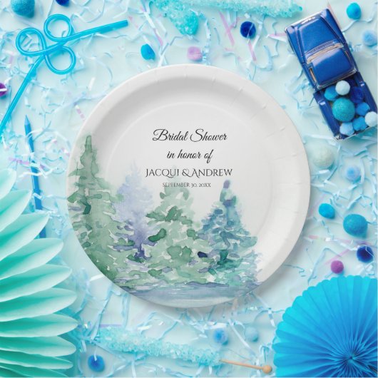 Brautparty-einfacher moderner Gebirgsforestsee Pappteller (Party)