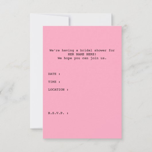 Brautparty Einladung (Rückseite)