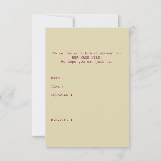 Brautparty Einladung (Rückseite)