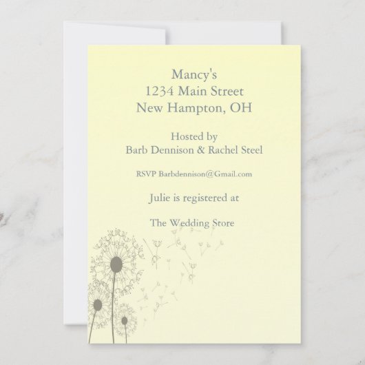 Brautparty Einladung (Rückseite)