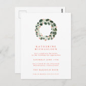 Brautparty | Einladung des Wasserfarbenkranzes Postkarte (Vorne/Hinten)