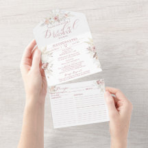 Brautparty-Einladung 'Dusty Rose Floral' zum Ausdr