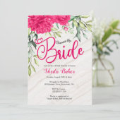 Brautparty-Einladung - helles rosa Blumen Einladung (Stehend Vorderseite)