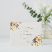 Brautparty-Einladung in Gelb-Rosa-Grau Postkarte (Stehend Vorderseite)