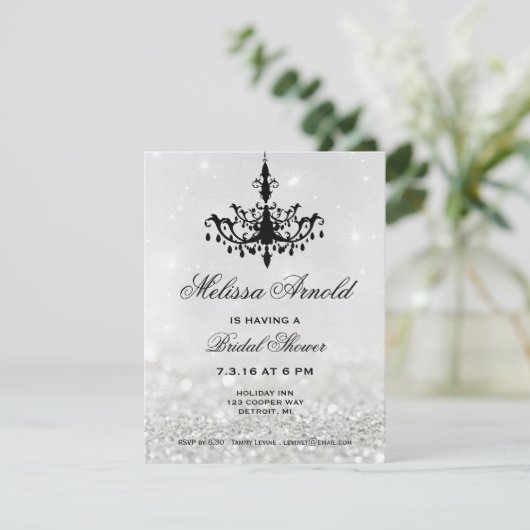 Brautparty Einladung | Kronier Silver (Stehend Vorderseite)