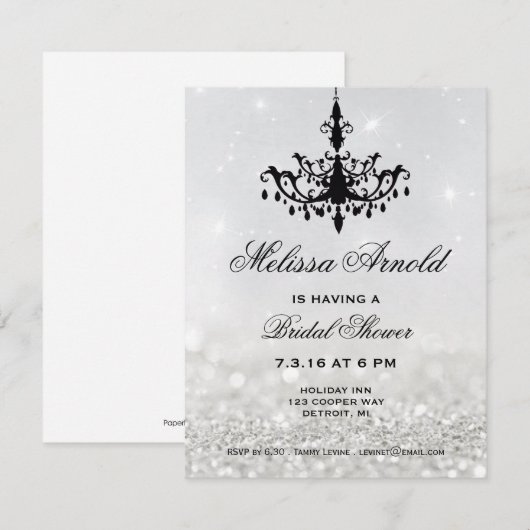 Brautparty Einladung | Kronier Silver (Vorne/Hinten)