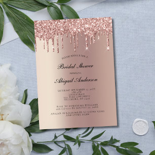Brautparty-Einladung mit rosa-goldenen Glitter-Tro Einladung