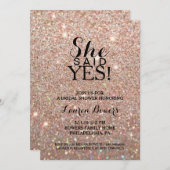 Brautparty Einladung - Sie sagte ja Rose Gold (Vorne/Hinten)