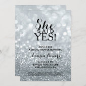 Brautparty Einladung - sie sagte ja Silber (Vorne/Hinten)