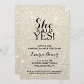 Brautparty Einladung - Sie sagte ja, White Gold (Vorne/Hinten)