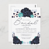 Brautparty | Einladung von Aquarellblumen Postkarte (Vorne/Hinten)