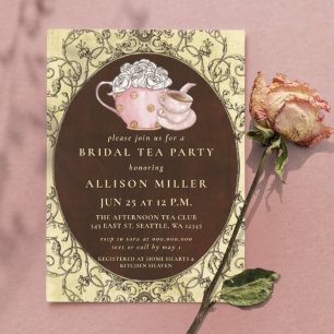 Brautparty-Einladung zur Budget Vintage Tea Party