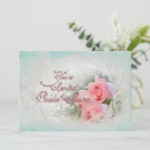 Brautparty Einladungen - empfindliche Rose (Stehend Vorderseite)