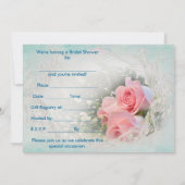 Brautparty Einladungen - empfindliche Rose (Rückseite)