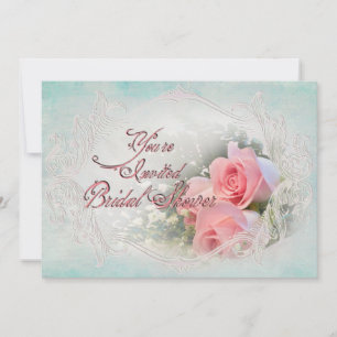 Brautparty Einladungen - empfindliche Rose