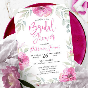 Brautparty-Einladungen Rosa Blumenkranz Einladung