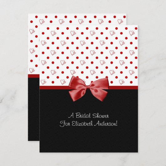 Brautparty-Einladungs-Girly rote Herzen Einladung (Vorne/Hinten)