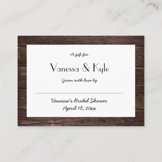 Brautparty-Einsteckkarte für Holzbalken + Tag Begleitkarte (Rückseite)