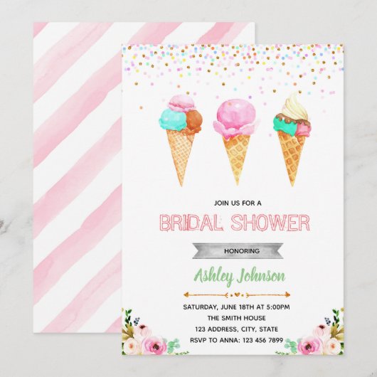 Brautparty-Eiscreme Einladung (Vorne/Hinten)