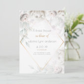 Brautparty | Elegant Alabaster White Peonies Einladung (Stehend Vorderseite)